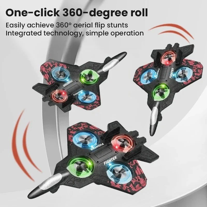 RC Glider Jet Plane 2.4G EPP Foam w/ Light Remote Control Stunt Toy for Kids